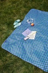 Baggu Puffy Picnic Blanket In Iris Green Check At Urban Outfitters In Blue
