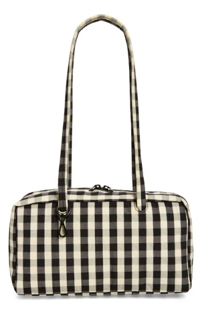 Baggu Recycled Nylon Bowler Bag In Black And Cream Gingham