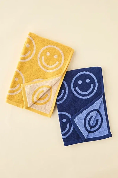 Baggu Reversible Hand Towel Set In Happy Blue Marigold At Urban Outfitters