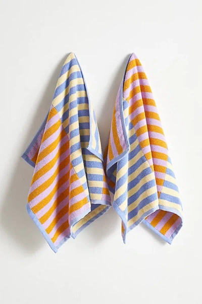 Baggu Reversible Hand Towel Set In Hotel Stripe At Urban Outfitters In Multi