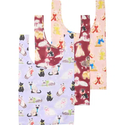 Baggu Set Of 3 Standard  Reusable Totes In Fancy Animals