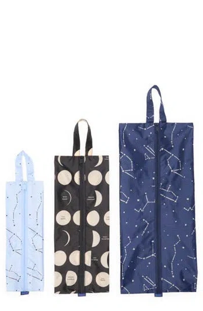 Baggu Sky 3-pack Zip Pouch Set In Black