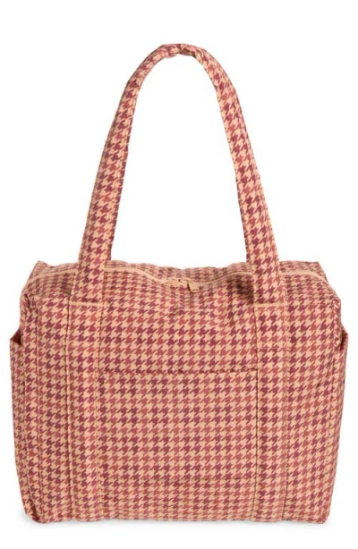 Baggu Small Cloud Carry-on Bag In Tan Houndtooth