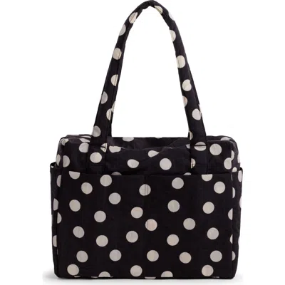Baggu Small Cloud Carry-on In Black And Cream Polka Dot