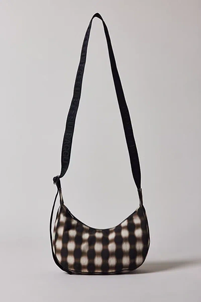 Baggu Small Nylon Crescent Bag In Blurred Gingham Brown, Women's At Urban Outfitters