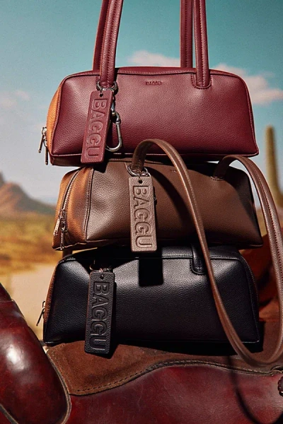 Baggu Small Recycled Leather Bowler Bag In Brown, Women's At Urban Outfitters