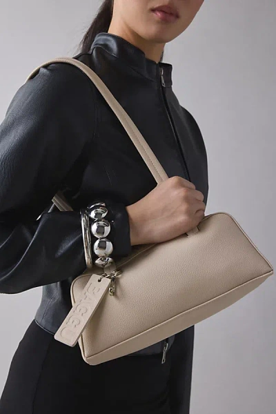 Baggu Small Recycled Leather Bowler Bag In Stone, Women's At Urban Outfitters In Gray