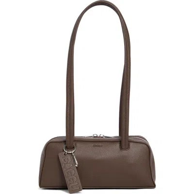 Baggu Small Recycled Leather Bowler Shoulder Bag In Brown