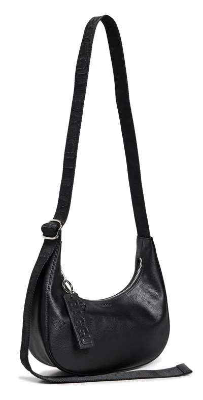 Baggu Small Recycled Leather Crescent Bag Black