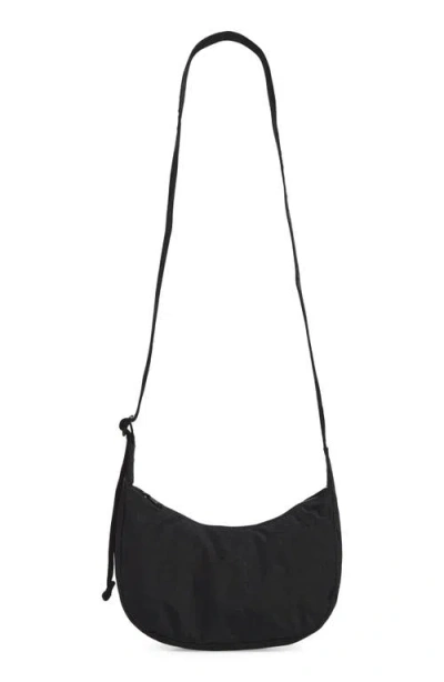 Baggu Small Recycled Nylon Crescent Crossbody Bag In Black