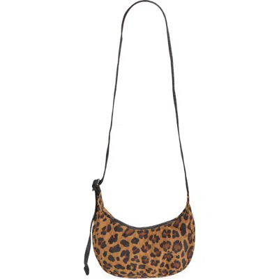 Baggu Small Recycled Nylon Crescent Crossbody Bag In Leopard