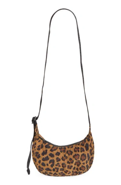 Baggu Small Recycled Nylon Crescent Crossbody Bag In Leopard