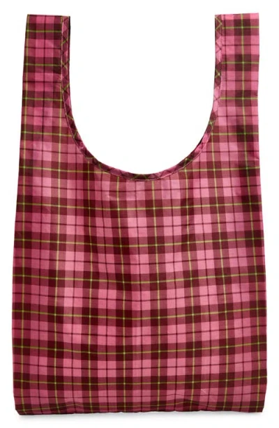 Baggu Standard  Bag In Azalea Pink Tartan