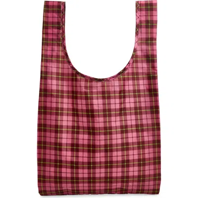 Baggu Standard  Bag In Azalea Pink Tartan