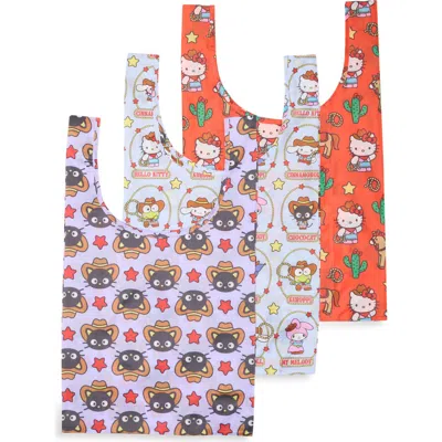 Baggu Standard  Set Of 3 Reusable Totes In Hello Kitty Friends Western