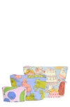 Baggu Still Life 3-piece Go Pouch Set In Brown