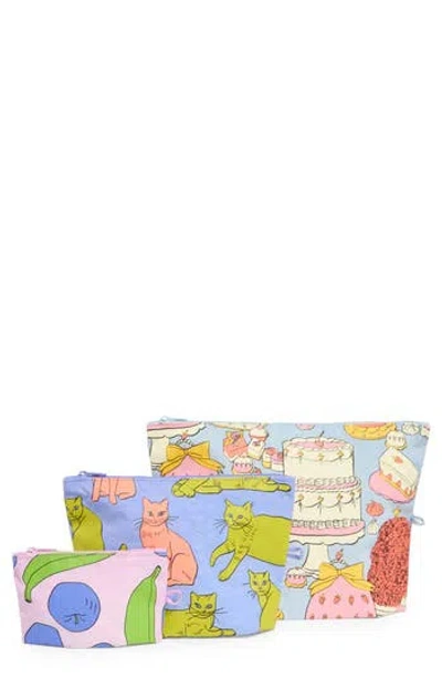 Baggu Still Life 3-piece Go Pouch Set In Brown