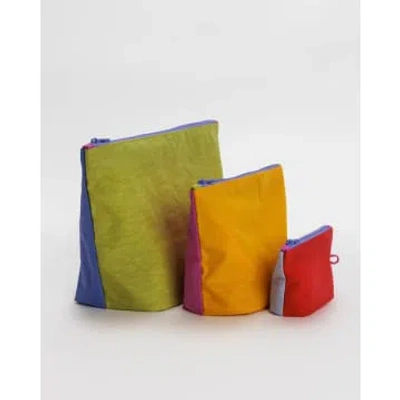 Baggu Vacation Colourblock Go Pouch Set Of 3 In Multi