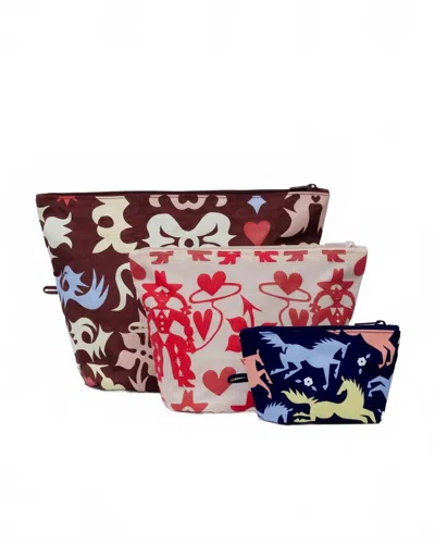Baggu Women's Go Pouch Set In Horse Cut Outs In Multi