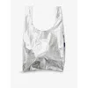Baggu Chrome Metallic Woven Tote Bag In Silver