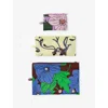 Baggu Womens  Poppy-print Flat Woven Pouch Set Of Three