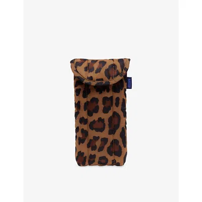 Baggu Puffy Leopard-print Woven Glasses Sleeve
