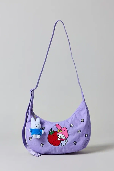 Baggu X Hello Kitty And Friends Embroidered My Melody Medium Nylon Crescent Bag In Embroidered My Melody S