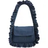 Baggy London Baguette Flap Denim Shoulder Bag In Blue