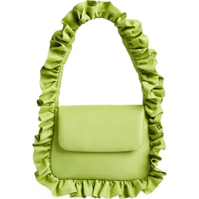 Baggy London Baguette Flap Denim Shoulder Bag In Green