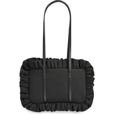 Baggy London Ruffle Twill Bowler Bag In Black