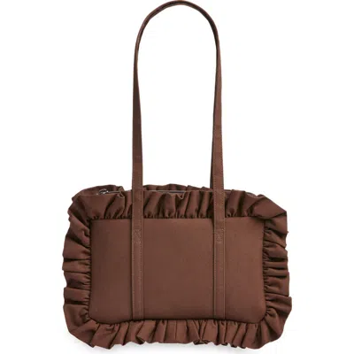 Baggy London Ruffle Twill Bowler Bag In Brown