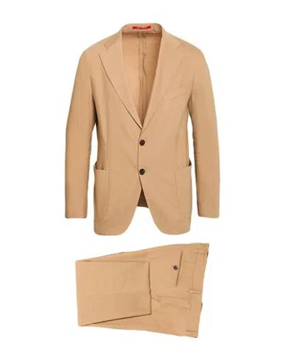 Bagnoli Sartoria Napoli Man Suit Camel Size 44 Linen, Virgin Wool In Brown