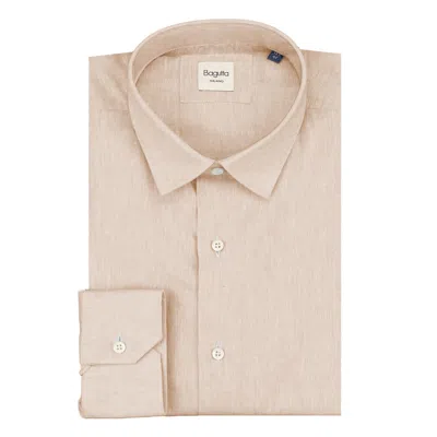 Bagutta Beige Linen Men Men's Shirt In Pink