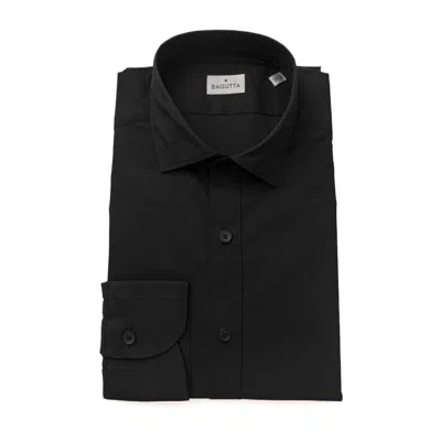 Bagutta Black Cotton Men Shirt With French Men's Collar