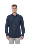 Bagutta Man Shirt Navy Blue Size 17 Cotton