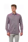 Bagutta Man Shirt Deep Purple Size 18 Cotton