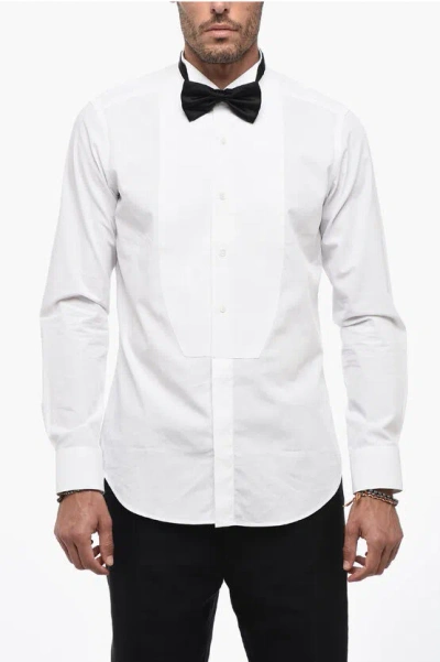 Bagutta Cotton Bluganov Tuxedo Shirt With Wing Collar In White