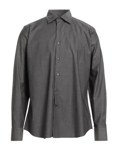 Bagutta Man Denim Shirt Charcoal Size 17 ½ Cotton, Elastane In Gray