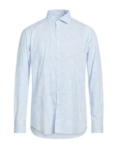 Bagutta Man Shirt Azure Size 16 ½ Cotton In Blue