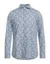 Bagutta Man Shirt Azure Size 16 Cotton, Elastane In Blue