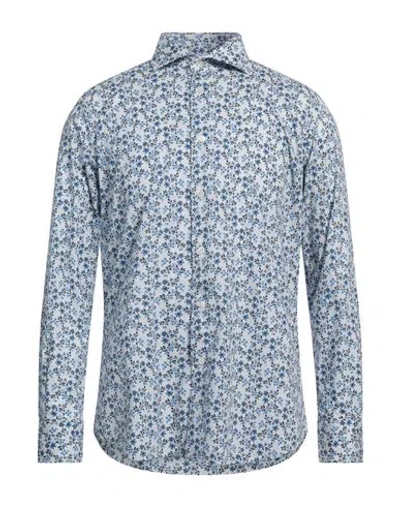 Bagutta Man Shirt Azure Size 16 Cotton, Elastane In Blue