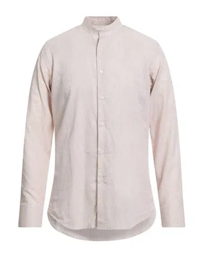 Bagutta Man Shirt Beige Size 17 ½ Linen, Cotton In Pink