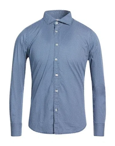 Bagutta Man Shirt Blue Size 15 Cotton, Elastane