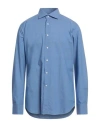 Bagutta Man Shirt Blue Size 17 Cotton