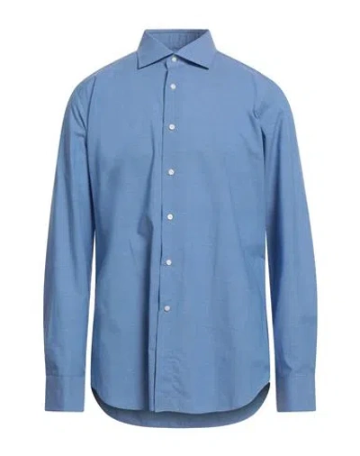 Bagutta Man Shirt Blue Size 17 Cotton