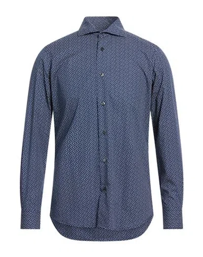 Bagutta Man Shirt Blue Size 17 ½ Cotton, Elastane