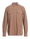 Bagutta Man Shirt Camel Size L Cotton In Beige