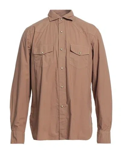 Bagutta Man Shirt Camel Size L Cotton In Beige