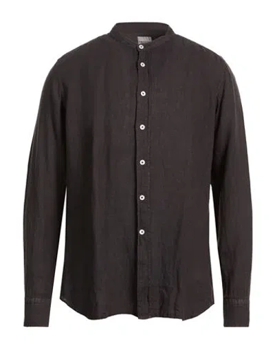 Bagutta Man Shirt Charcoal Size 17 Linen In Black