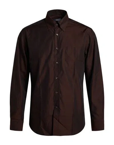 Bagutta Man Shirt Dark Brown Size 16 ½ Cotton